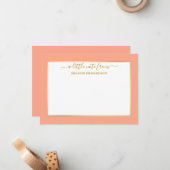 エレガント金ゴールドフレーム – 選択サイズ – 桃 ノートカード (正面/裏面インサイチュ)