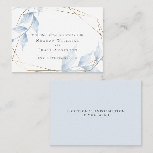 エレガント金ゴールドフレ淡い色のームほこりっぽい青葉い エンクロージャーカード (正面/裏面)