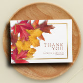 エレガント金ゴールドフレ素朴ーム&秋チャーム結婚ズ サンキューカード