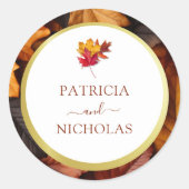 エレガント金ゴールドフレ素朴ーム&秋チャーム結婚ズ ラウンドシール (正面)