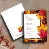 エレガント金ゴールドフレ素朴ーム&秋チャーム結婚ズ 招待状