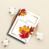 エレガント金ゴールドフレ素朴ーム&秋チャーム結婚ズ 招待状