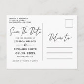 エレガント金ゴールドフレ結婚ームの写真の保存日付 案内ポストカード (裏面)