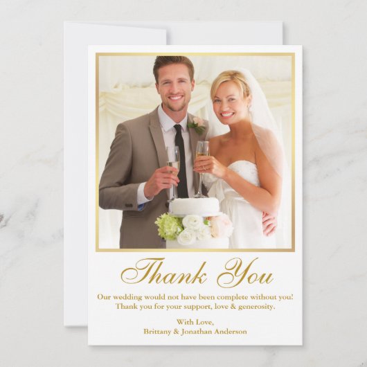 エレガント金ゴールドフレ結婚ームの写真 サンキューカード (正面)