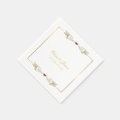 エレガント金ゴールドフレ結婚ーム赤いハート スタンダードカクテルナプキン (角)