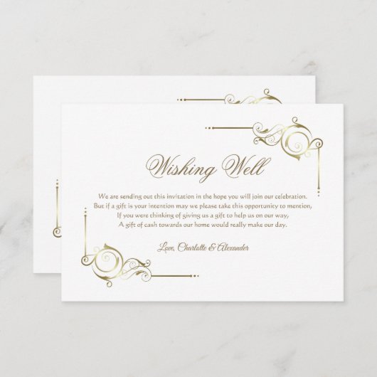 エレガント金ゴールドフレ結婚ーム エンクロージャーカード (正面/裏面)