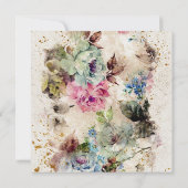 エレガント金ゴールドフローラの素朴色結婚の 招待状 (裏面)