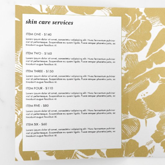 エレガント金ゴールドフローラはっきりしたデザイン 三つ折りカード (内部最初)