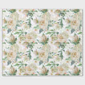 エレガント金ゴールドフローラエッチングcreme水色バラ ラッピングペーパー (フラット)