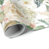 エレガント金ゴールドフローラエッチングcreme水色バラ ラッピングペーパー (ロールコーナー)