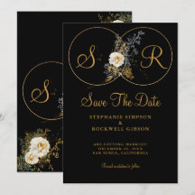 エレガント金ゴールドフローラオンブラックモノグラム結婚ズ