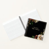 エレガント金ゴールドフローラオン黒パーソナライズされた ノートブック (内部)