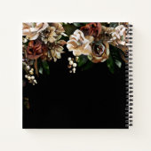 エレガント金ゴールドフローラオン黒パーソナライズされた ノートブック (裏面)