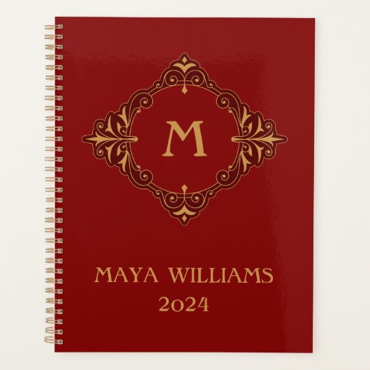 エレガント金ゴールドフローラオーナメントデザイン プランナー手帳 (正面)