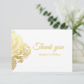 エレガント金ゴールドフローラサンキューカード サンキューカード (スタンド正面)