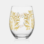 エレガント金ゴールドフローラハート眼鏡 ステムなしワイングラス (左)