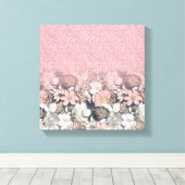 エレガント金ゴールドフローラピンクのグラデーショングリッター画像 キャンバスプリント (インサイチュ (ウッドフロア))