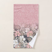 エレガント金ゴールドフローラピンクのグラデーショングリッター画像 バスタオルセット (ハンドタオル)