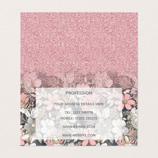 エレガント金ゴールドフローラピンクのグラデーショングリッター画像 名刺 (内部フラット)