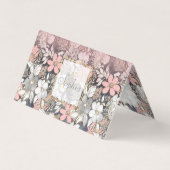 エレガント金ゴールドフローラピンクのグラデーショングリッター画像 名刺 (正面)