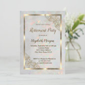 エレガント金ゴールドフローラフレームホログラフィック退位 招待状 (スタンド正面)