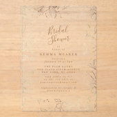 エレガント金ゴールドフローラブライダルシャワー アクリル招待状 (正面)