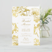 エレガント金ゴールドフローラブライダルシャワー 招待状 (スタンド正面)