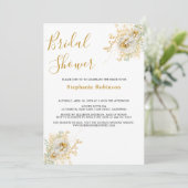 エレガント金ゴールドフローラブライダルシャワー 招待状 (スタンド正面)