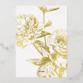 エレガント金ゴールドフローラブライダルシャワー 箔招待状 (裏面)