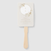 エレガント金ゴールドフローラリース結婚式 プログラム ハンドファン (正面)