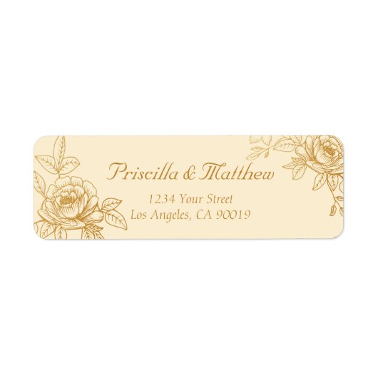 エレガント金ゴールドフローラ住所 シール (正面)