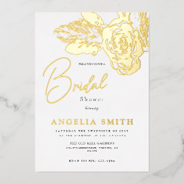 エレガント金ゴールドフローラ実在ブライダルシャワー 箔招待状
