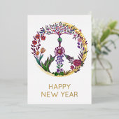 エレガント金ゴールドフローラ平和カスタマイズの新年 箔シーズンカード (立ち正面)