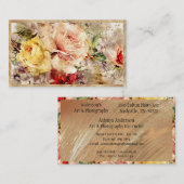 エレガント金ゴールドフローラ抽象芸術水色素朴 名刺 (正面/裏面)