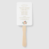 エレガント金ゴールドフローラ水色結婚式 プログラム ハンドファン (裏面)