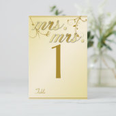 エレガント金ゴールドフローラ結婚のテーブル番号 招待状 (スタンド正面)