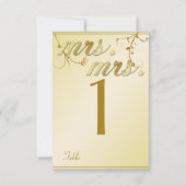 エレガント金ゴールドフローラ結婚のテーブル番号 招待状 (裏面)