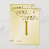 エレガント金ゴールドフローラ結婚のテーブル番号 招待状 (正面/裏面)