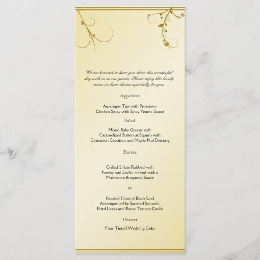 エレガント金ゴールドフローラ結婚のメニュー メニュー (正面)