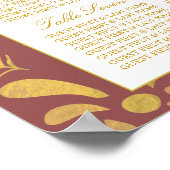 エレガント金ゴールドフローラ結婚の座席表 ポスター (角)