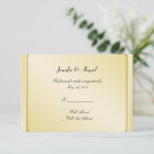 エレガント金ゴールドフローラ結婚ゲイの応答カード 出欠カード (スタンド正面)