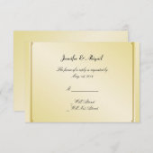 エレガント金ゴールドフローラ結婚ゲイの応答カード 出欠カード (正面/裏面)