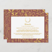 エレガント金ゴールドフローラ結婚リース詳細 エンクロージャーカード (正面/裏面)