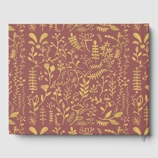 エレガント金ゴールドフローラ結婚リース ゲストブック (裏面)