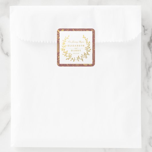 エレガント金ゴールドフローラ結婚リース スクエアシール (バッグ)