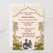 エレガント金ゴールドフローラ結婚式招待状 招待状 (正面)