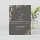 エレガント金ゴールドフローラ結婚植物学 招待状 (スタンド正面)