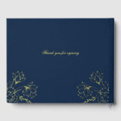 エレガント金ゴールドフローラ結婚花の青 ゲストブック (裏面)