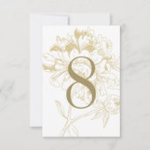 エレガント金ゴールドフローラ結婚Peonyのテーブル番号 招待状 (正面)