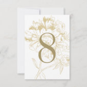 エレガント金ゴールドフローラ結婚Peonyのテーブル番号 招待状 (裏面)